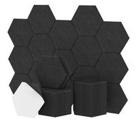 TONOR Lot de 48 Panneau Acoustique Mural Autocollante, 30 x 26 x 1cm Panneaux muraux 3D Acoustique à Haute Densité, Mousse Acoustique Hexagonal Isolant Phonique pour Studio,/Bureau/Chambre/Salon, Noir