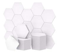 TONOR Lot de 48 Panneau Acoustique Mural Autocollante, 30 x 26 x 1cm Panneaux muraux 3D Acoustique à Haute Densité, Mousse Acoustique Hexagonal Isolant Phonique pour Studio/Bureau/Chambre/Salon, Blanc