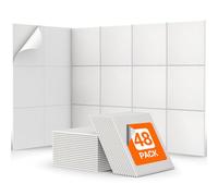 TONOR Lot de 48 Panneau Acoustique Mural Autocollante, 30 x 30 x 0,9 cm Panneau Acoustique à Haute Densité, Mousse Acoustique Isolant Phonique pour Studio, Bureau, Chambre, Salon, Blanc