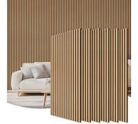 TONOR Panneau Mural de Bois, 120x60-4,32㎡, Lot de 6, Teck | Decoration Chambre Panneau Mural, Panneaux Acoustique Mdf Anti Bruit, Tasseau Bois Decoratif pour Interieur, Salon, Bureau