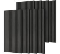 TONOR Panneau Mural de Bois, 120x60-5,76㎡, Lot de 8, Noir | Decoration Chambre Panneau Mural, Panneaux Acoustique Mdf Anti Bruit, Tasseau Bois Decoratif pour Interieur, Salon, Bureau