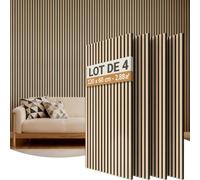 TONOR Panneau Mural Decoratif de Bois,120x60-2.88㎡, 4 Pièces, Chêne | Tasseau Bois Panneaux Acoustique, Claustra Intérieur Mdf, Decoration Murale pour Chambre, Salon, Gaming, Bureau, Studio