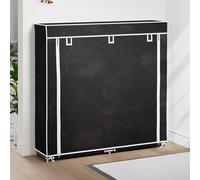 Tonture Armoire à Chaussures 30 Paires Double 5 Niveaux avec Housse Non tissée Noire 115 x 28 x 110 cm Rangement modulable Gain Place pour Placard Chambre entrée Dressing