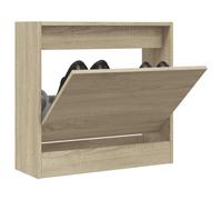 Tonture Armoire à Chaussures chêne Sonoma Bois d'ingénierie 60x21x57 cm Meuble Rangement étagère casier modulable Gain Place pour entrée Chambre Espace étroit