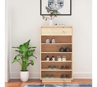 Tonture Armoire à Chaussures en Bois de pin Massif 60x34x105 cm Meuble Range Chaussures modulable avec étagère casier Rangement pour entrée Chambre Dressing