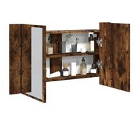 Tonture Armoire à Miroir à LED pour Salle de Bain en Bois d'ingénierie chêne fumé 80x12x45 cm avec éclairage RVB, Rangement Pratique et Montage Mural Facile