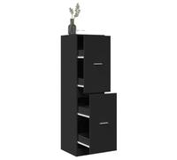 Tonture Armoire à pharmacie en bois noir 40 x 41 x 144,5 cm avec 4 tiroirs, espace de rangement et rangement pour bureau, salon, couloir, cave comme armoire polyvalente et commode
