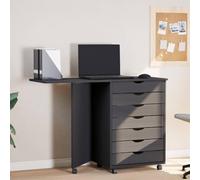 Tonture Armoire à roulettes avec bureau gris mousse en pin massif, 7 tiroirs, armoire polyvalente avec espace de rangement et étagère pour bureau, salon, couloir, garage et atelier