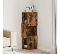 Tonture Armoire d'angle en chêne fumé 30,5 x 30 x 95 cm avec 3 étagères de rangement pour salon, couloir, bureau, étagère polyvalente utilisable comme armoire, buffet, commode