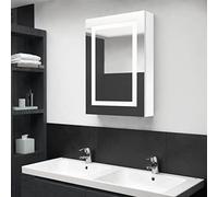 Tonture Armoire de Salle de Bain à Miroir LED Blanc Brillant 50x13x70cm avec Rangement intérieur, Panneau MDF, éclairage écoénergétique, connecteur USB, Design Moderne, idéal pour Toilette et WC