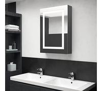 Tonture Armoire de Salle de Bain à Miroir LED Gris Brillant 50x13x70 cm avec Rangement intérieur 3 étagères, Design Moderne, Panneau MDF, éclairage écoénergétique, idéale pour WC