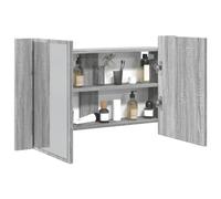 Tonture Armoire de Salle de Bain à Miroir LED Sonoma Gris 80x12x45 cm avec lumières RVB, Rangement Moderne en Bois d'ingénierie pour Toilette WC Douche buanderie