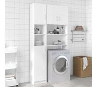 Tonture Armoire de Salle de Bain Blanche 32x25,5x190 cm en Bois d'ingénierie avec étagères Portes pour Rangement Salle d'eau Appartement Maison