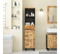 Tonture Armoire de Salle de Bain en Bois Massif de manguier 38x33x160 cm avec Porte Flexible, tiroir et Espace de Rangement pour Maison ou Appartement