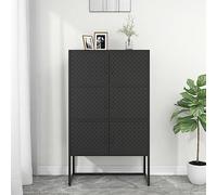 Tonture Armoire haute en acier noir 80 x 35 x 135 cm avec pieds réglables Armoire multi-usages Buffet Commode de rangement pour bureau, salon, couloir, garage avec 6 compartiments et surface de