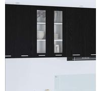 Tonture Armoire Suspendue Chêne Noir 60 x 31 x 80 cm Bois d'ingénierie Meuble de Rangement Moderne pour Cuisine ou Salle à Manger avec 2 Portes et Grande capacité de Stockage