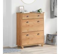 Tonture ASKIM Armoire à chaussures en pin massif marron 85 x 35 x 108 cm avec tiroir peu encombrant pour couloir, couloir, chambre à coucher, espace de rangement fermé pour femmes, hommes, enfants