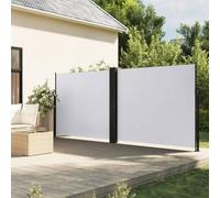 Tonture Auvent latéral rétractable Blanc en Polyester 160x1200 cm avec Cadre Acier, Protection UV et Pluie, Store Manuel pour terrasse Balcon Jardin extérieur Patio