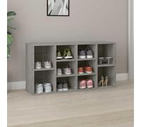 Tonture Banc à Chaussures Sonoma Gris en Bois d'ingénierie 103x30x55 cm avec 10 Compartiments modulables pour Rangement organisé et dans entrée ou Chambre
