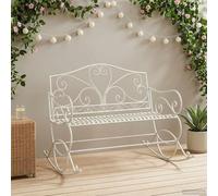 Tonture Banc de Jardin Blanc Antique en Acier Robuste 112x96x89 cm pour extérieur terrasse Patio Jardin balançoire Confortable capacité 200 kg Design Vintage élégant