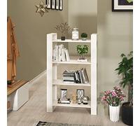 Tonture Bibliothèque Blanche en Bois de pin Massif 80x35x125 cm avec séparateur Multifonctionnel pour Salon Bureau Chambre entrée et Couloir