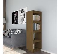 Tonture Bibliothèque en Bois Marron Miel 40x35x135 cm avec étagères pour Rangement Livres Magazines DVD décoratif et cloison de séparation adaptée Salon Bureau Chambre Enfant Couloir