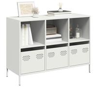 Tonture Buffet Blanc en Acier laminé à Froid 101,5x39x73,5 cm avec tiroirs et étagères pour Salon Salle à Manger Chambre Bureau, Meuble de Rangement Robuste et Pratique