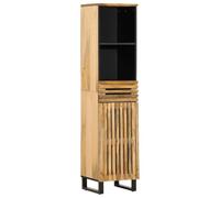 Tonture Buffet en bois de manguier massif brut et acier 38 x 34 x 160 cm avec tiroir, porte, compartiment ouvert, espace de rangement polyvalent pour salon, bureau, couloir, cave, garage, atelier