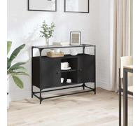 Tonture Buffet en Bois d'ingénierie avec Dessus en Verre Noir 98x35x81 cm Meuble de Rangement Moderne pour Salon Salle à Manger et entrée