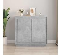 Tonture Buffet Gris béton 80x34x75 cm en Bois d'ingénierie avec 4 Compartiments Portes de Rangement Espace d'exposition Meuble de séjour ou Salle à Manger