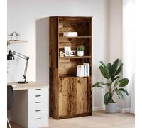 Tonture Buffet Haut en Bois d'ingénierie Vieux Bois 70x35x180 cm avec Portes et étagères pour Salle à Manger, Salon ou entrée, Meuble de Rangement Pratique et Durable