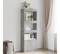 Tonture Buffet Haut Gris béton en Bois d'ingénierie 63x33x180 cm avec Rangement, étagère bibliothèque multifonctionnelle pour Salon, Bureau, Chambre, entrée, Meuble de Stockage
