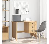 Tonture Bureau avec tiroirs Hill Marron Miel en pin Massif 100 x 45 x 74 cm pour télétravail, étude, Chambre et Salon avec Rangement Pratique et Design Minimaliste