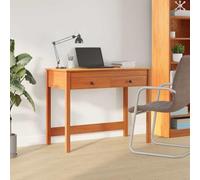 Tonture Bureau Max Marron Pin Massif 100 x 50 x 78 cm Table secrétaire Console Poste Station pupitre Rangement tiroir étagère