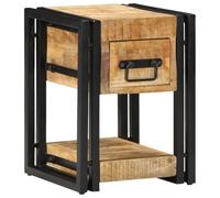 Tonture Cabinet de Chevet 2 pcs en Bois de Mangue Massif Marron 30 x 30 x 40 cm avec tiroirs et étagères, Meuble de Rangement Rustique pour Chambre Salon Bureau, Caisson Pratique et Durable