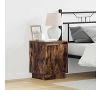 Tonture Cabinet de Chevet en Bois d'ingénierie chêne fumé 39 x 34,5 x 50 cm avec Porte à charnière et éclairage LED USB pour Chambre, Rangement Pratique et Design Moderne