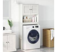 Tonture Cabinet de Rangement pour Lave-Linge Vigo en Bois de pin Massif et manguier Blanc et Blanc Antique, Dimensions 72,5 x 27 x 161 cm, avec 2 Portes et étagères, idéal pour Salle de Bain Moderne