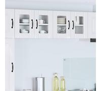 Tonture Cabinet en Verre Mural Lucca Blanc Brillant 60 x 31 x 40 cm Meuble de Rangement Moderne pour Cuisine Salle à Manger, avec Portes, étagères et Support pour Micro-Ondes