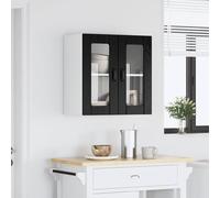 Tonture Cabinet en Verre Mural Lucca Chêne Noir 60 x 31 x 60 cm pour Rangement Cuisine Salle à Manger Meuble Armoire Moderne avec Porte vitrine et Compartiments