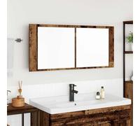 Tonture Cabinet Miroir LED avec étagère Bois Ancien 100 x 12 x 45 cm pour Salle de Bain Moderne, Rangement, Miroir, électricité USB, Design épuré et Robuste