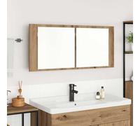 Tonture Cabinet Miroir LED en Bois d'ingénierie Chêne Artisanal 100 x 12 x 45 cm avec étagères murales pour Salle de Bain Moderne et Rangement Compact