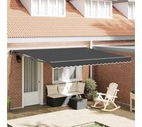 Tonture Cadre d'auvent anthracite 400 x 300 cm en aluminium revêtu par pulvérisation avec transmission manuelle à manivelle, tissu polyester résistant aux intempéries, bras articulé, idéal pour le