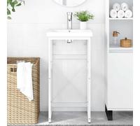 Tonture Cadre de lavabo de Salle de Bain Blanc 40x38x83 cm en Fer Enduit de Poudre, Support Moderne pour Rangement et Organisation, idéal pour Toilettes, Douche et buanderie