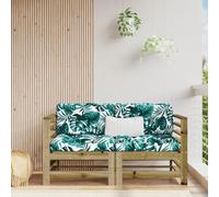 Tonture Canapé d'angle avec coussins en bois de pin imprégné sous pression, ensemble de salon de jardin 2 pièces avec coussin d'assise et dossier, élément de canapé résistant aux intempéries pour
