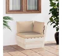 Tonture Canapé d'angle en palettes de jardin avec coussins en bois d'épicéa imprégné, meubles d'extérieur résistants aux intempéries, modulable, avec coussin d'assise et dossier pour terrasse et