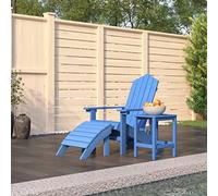 Tonture Chaise de Jardin Adirondack en PEHD Bleu Aqua avec Repose-Pied et Table, Fauteuil Confortable avec accoudoir et Dossier Haut pour terrasse, Patio, Balcon et Espace extérieur détente