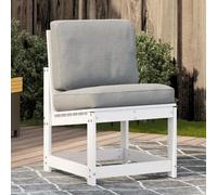 Tonture Chaise de jardin blanche en pin massif 50,5 x 55 x 77 cm avec dossier pour terrasse, balcon et jardin, meuble d'extérieur résistant aux intempéries, confortable et stable