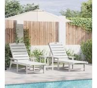 Tonture Chaise longue 3 pièces blanche en polyéthylène avec dossier réglable, résistante aux intempéries et ergonomique, idéale pour jardin, terrasse et balcon, table de jardin et chaise longue