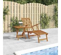 Tonture Chaise Longue d'extérieur en Bois d'acacia Massif avec Repose-Pieds et Table Pliante, Chaise Relax inclinable pour Jardin terrasse Piscine, Chaise chilienne Confortable et réglable
