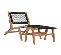 Tonture Chaise Longue en Bois de Teck Solide avec Repose-Pied, Fauteuil Relax inclinable pour Jardin terrasse Balcon Piscine extérieur, Chaise chilienne Pliable pour détente et Bronzer